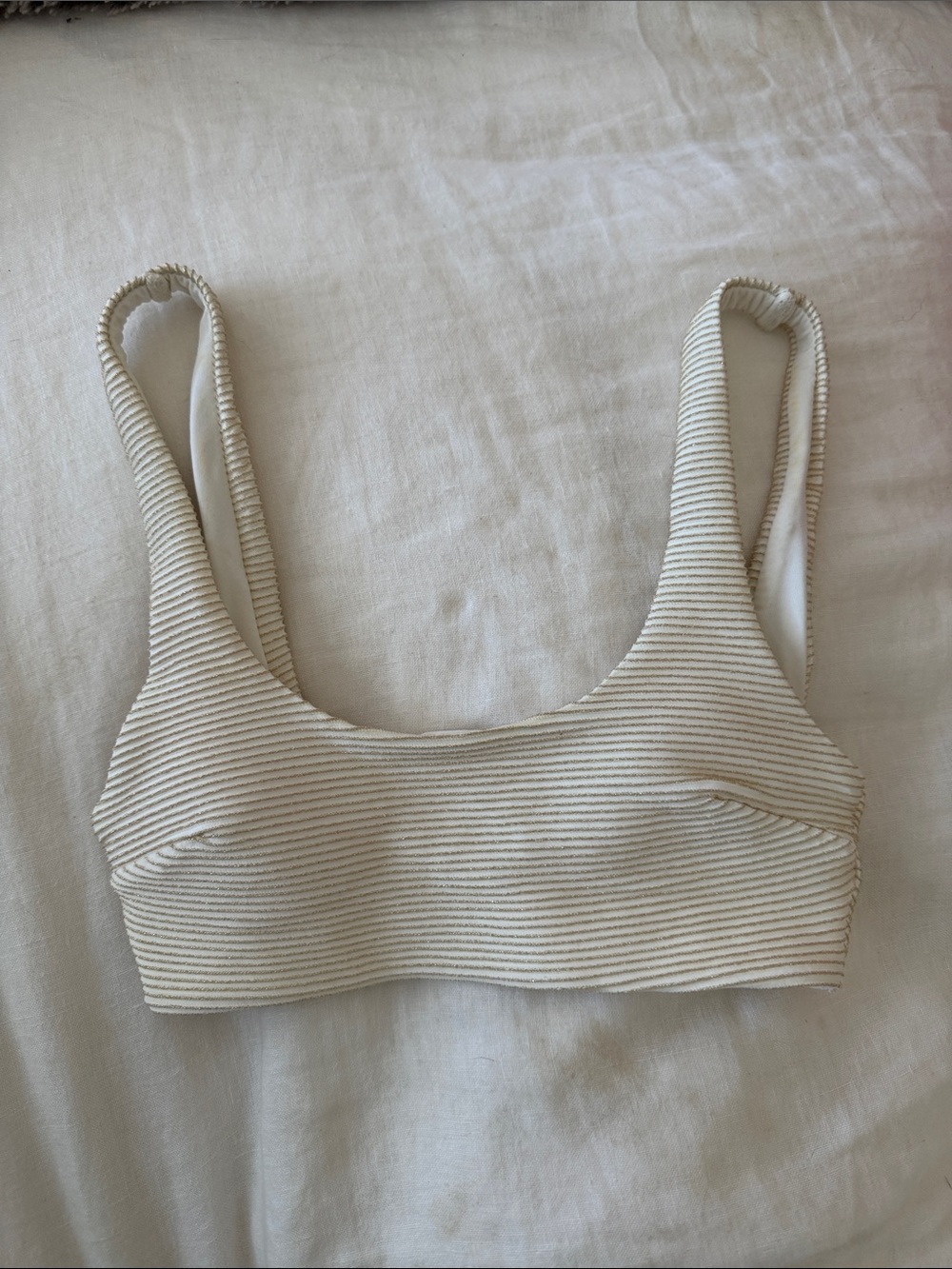 H&M Ribbed Scoop Bikini Top in White and Gold